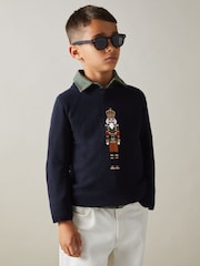 Reiss Navy Bowden 9-13 yrs Intarsia Knit Nutcracker Jumper - Image 1 of 4