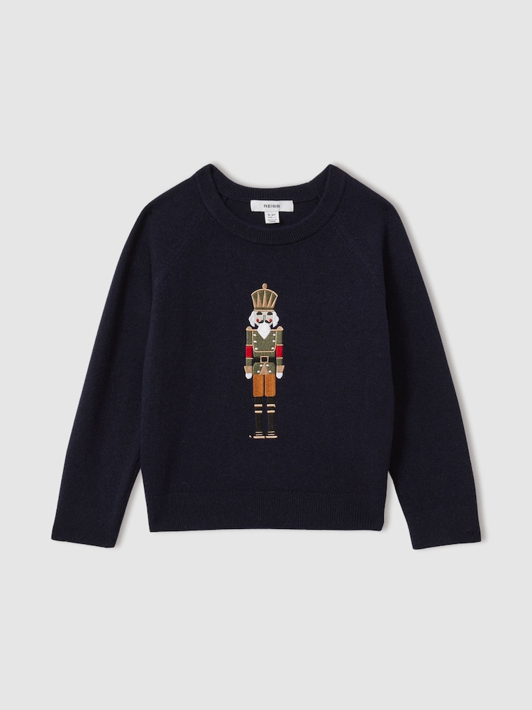 Reiss Navy Bowden 9-13 yrs Intarsia Knit Nutcracker Jumper - Image 2 of 4
