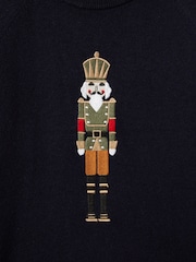 Reiss Navy Bowden 9-13 yrs Intarsia Knit Nutcracker Jumper - Image 4 of 4