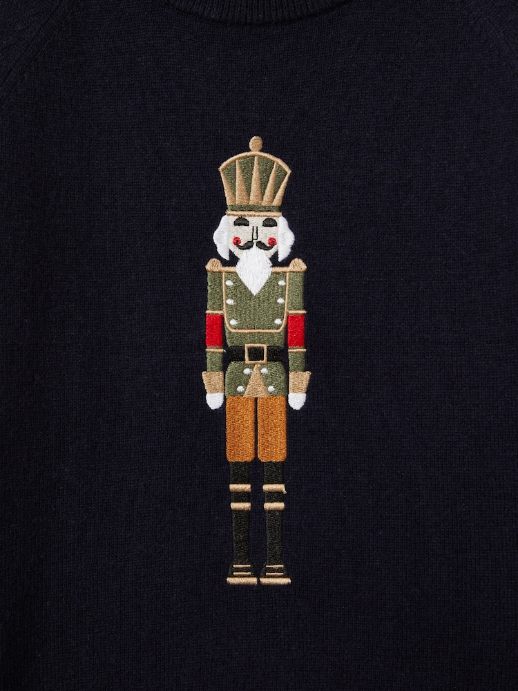 Reiss Navy Bowden 9-13 yrs Intarsia Knit Nutcracker Jumper - Image 4 of 4