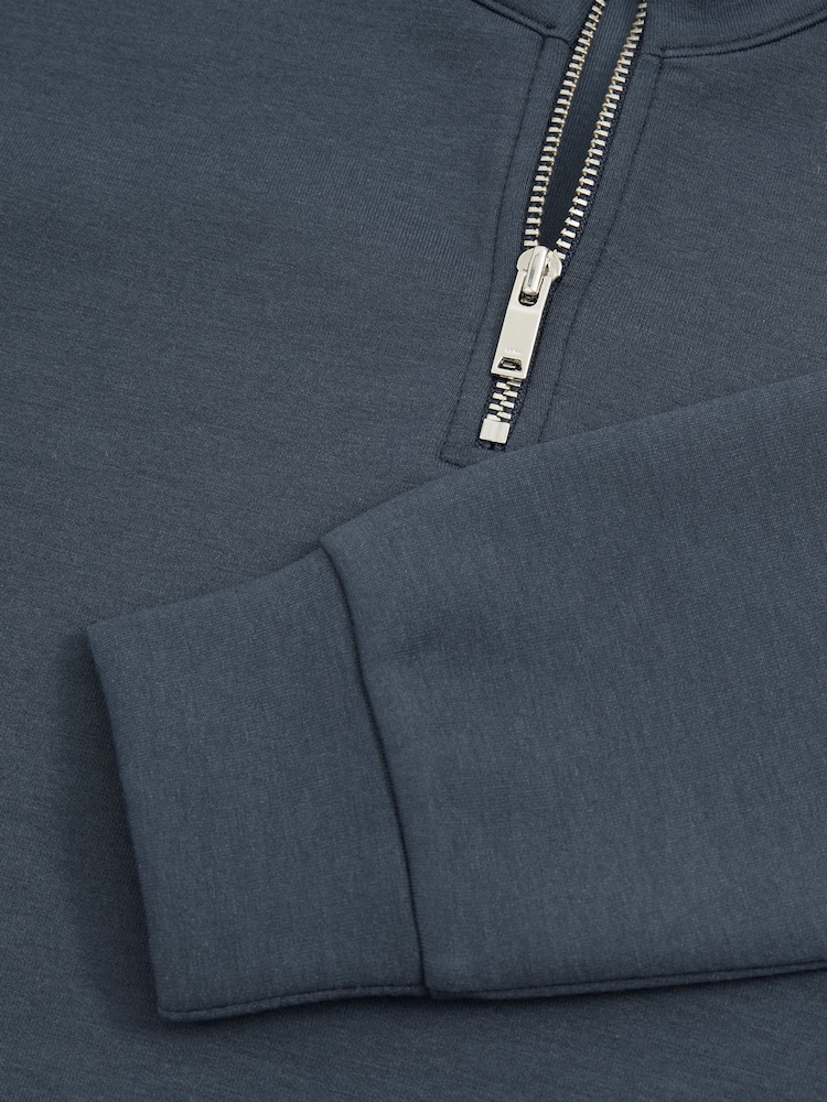 Reiss Dark Diesel Blue Ethan 9-13 yrs Interlock-Jersey Half-Zip Sweatshirt - Image 3 of 3