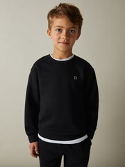 Reiss Black Avery 3-9 yrs Cotton-Blend Sweatshirt and Joggers Set - Image 3 of 4