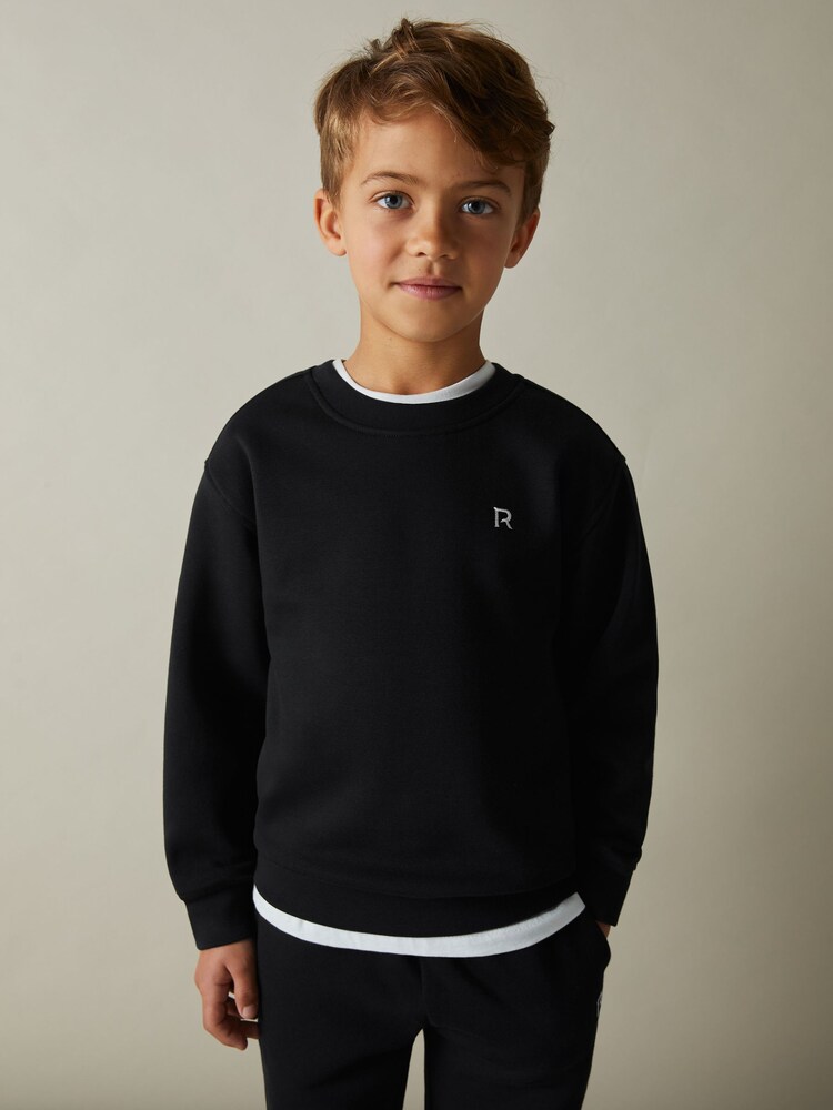 Reiss Black Avery 3-9 yrs Cotton-Blend Sweatshirt and Joggers Set - Image 3 of 4
