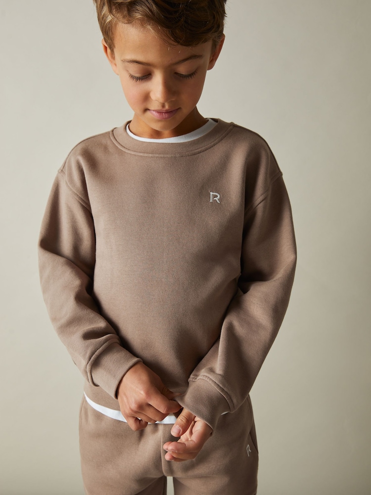 Reiss Taupe Avery 3-9 yrs Cotton-Blend Sweatshirt and Joggers Set - Image 2 of 3 Reiss Taupe Avery 3-9 yrs Cotton-Blend Sweatshirt and Joggers Set - Image 2 of 3