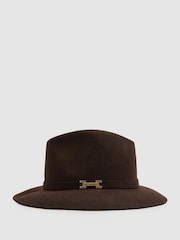 Reiss Chocolate Holly Wool Fedora - Image 1 of 4