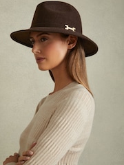 Reiss Chocolate Holly Wool Fedora - Image 2 of 4