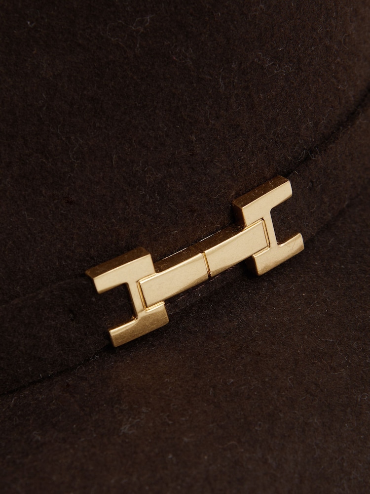 Reiss Chocolate Holly Wool Fedora - Image 4 of 4