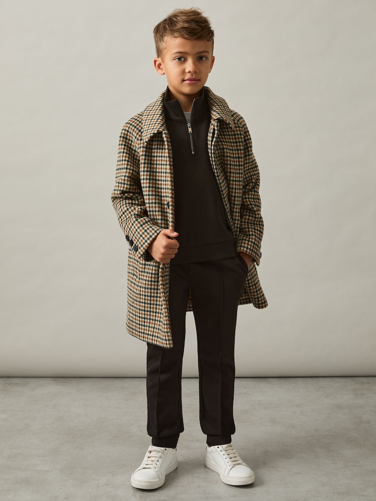 Marrón chocolate - Reiss Ethan Interlock Jersey Half-Zip Sweatshirt - Image 3 of 4