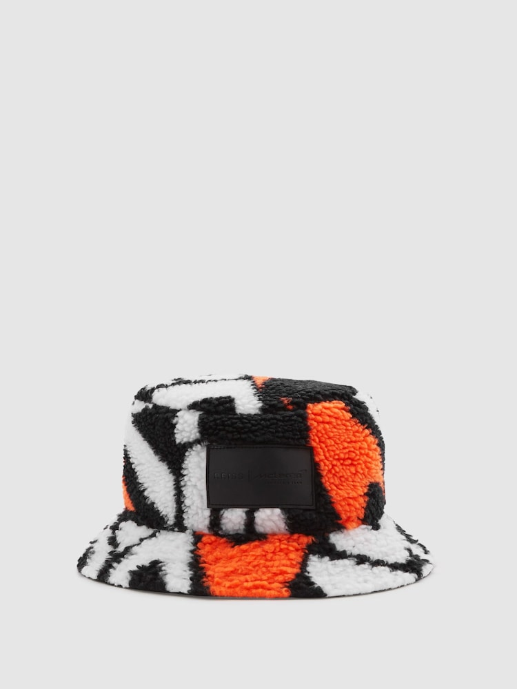 Reiss x McLaren F1 Team Black/Papaya McLaren F1 Fleece Bucket Hat - Image 1 of 3 Reiss x McLaren F1 Team Black/Papaya McLaren F1 Fleece Bucket Hat - Image 1 of 3
