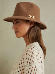 Reiss Camel Holly Wool Fedora - Image 2 of 4