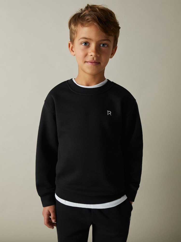 Reiss Black Avery 9-13 yrs Cotton-Blend Sweatshirt and Joggers Set - Image 1 of 4