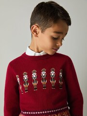 Reiss Red Carthew 3-9 yrs Nutcracker Intarsia Jumper with Wool and Alpaca - Image 3 of 4