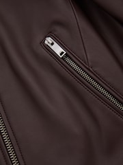 Reiss Berry Allie Leather Collarless Biker Jacket - Image 5 of 5