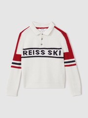 Reiss Off White/Red Acklin 3-9 yrs Colourblock Ski Polo Neck Jumper - Image 2 of 4