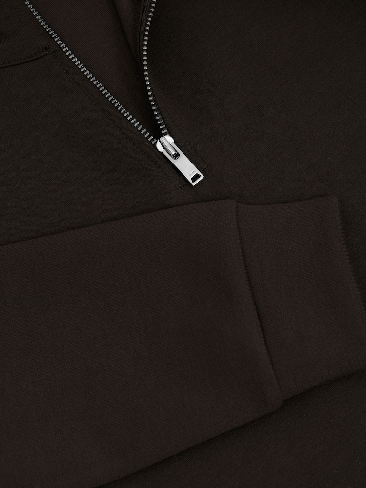 Reiss Chocolate Brown Ethan 3-9 yrs Interlock-Jersey Half-Zip Sweatshirt - Image 4 of 4