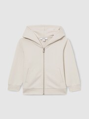 Reiss Cement Harrison 3-9 yrs Zipped Interlock-Jersey Hoodie - Image 2 of 4