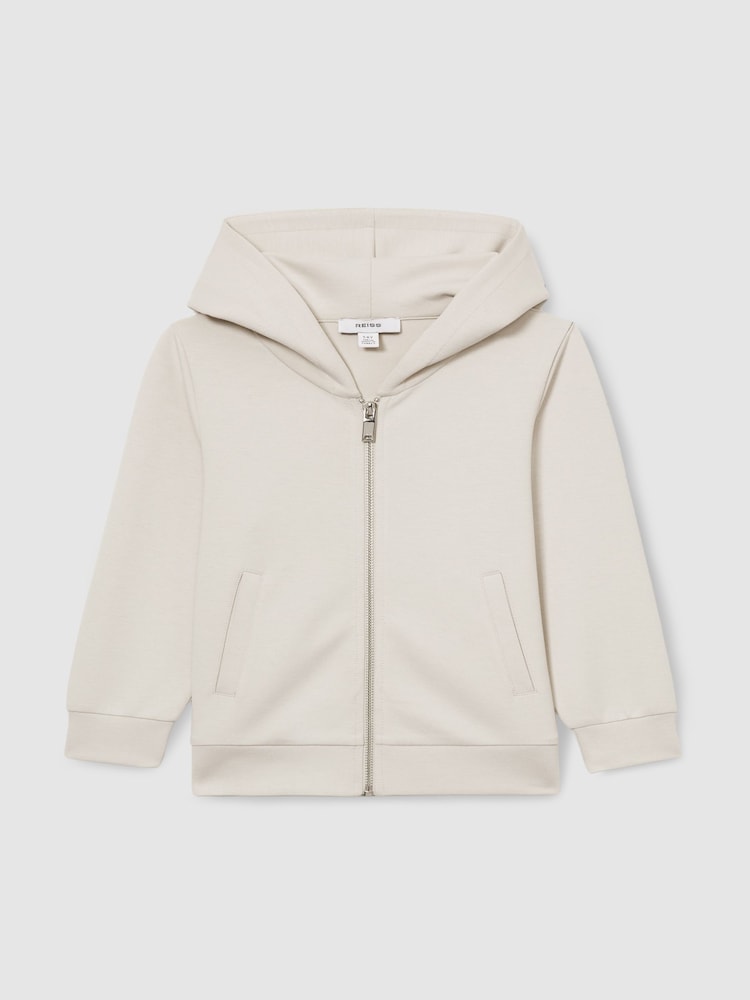 Reiss Cement Harrison 3-9 yrs Zipped Interlock-Jersey Hoodie - Image 2 of 4