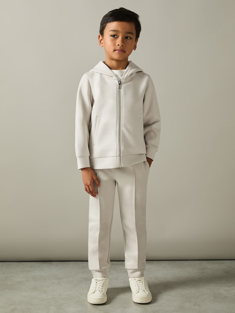Reiss Cement Harrison 3-9 yrs Zipped Interlock-Jersey Hoodie - Image 3 of 4