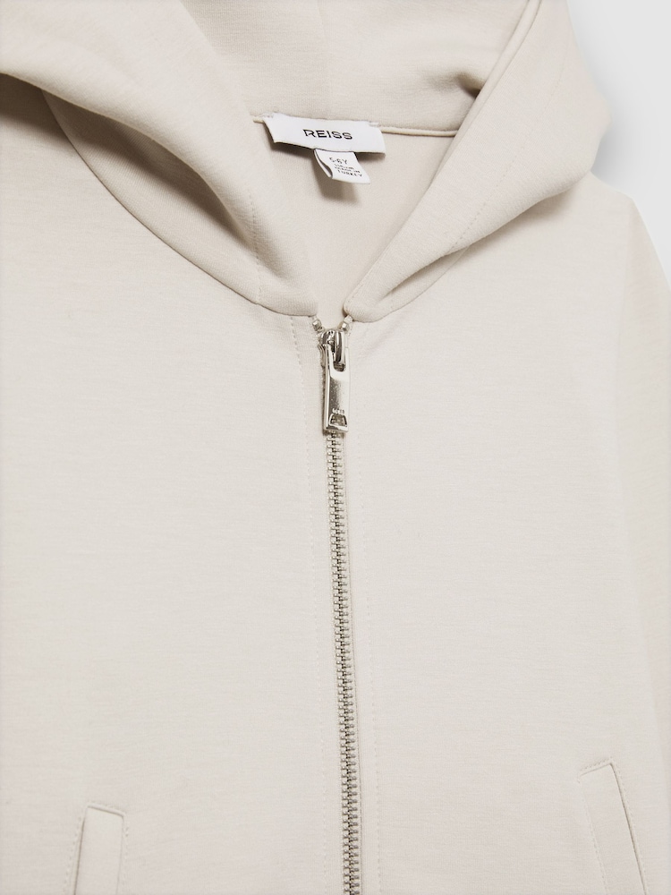 Reiss Cement Harrison 3-9 yrs Zipped Interlock-Jersey Hoodie - Image 4 of 4