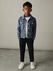 Reiss Dark Diesel Blue Jerry 3-9 yrs Interlock Jersey Overshirt - Image 1 of 4