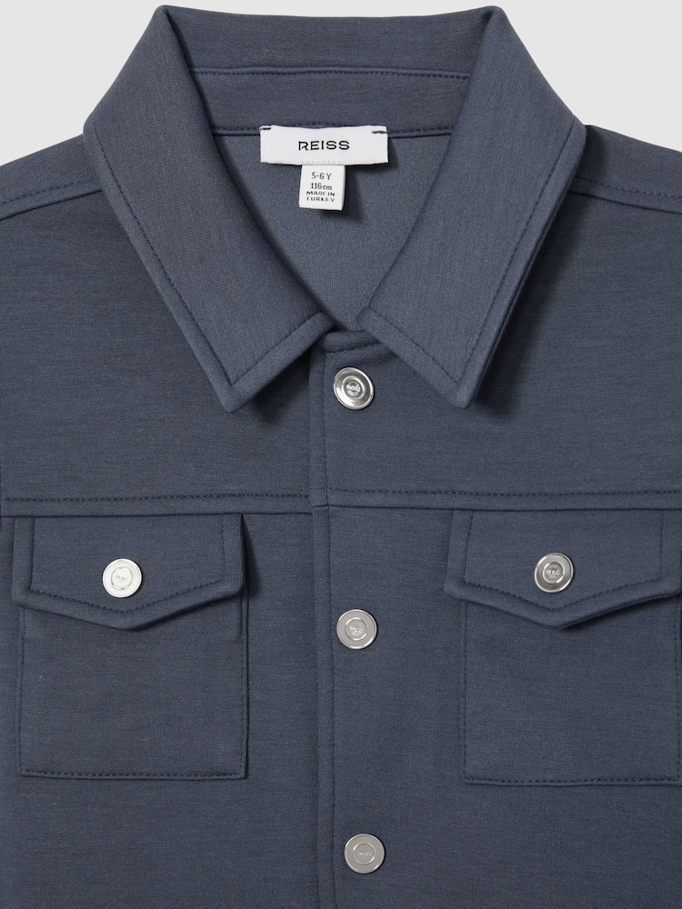 Reiss Dark Diesel Blue Jerry 3-9 yrs Interlock Jersey Overshirt - Image 4 of 4