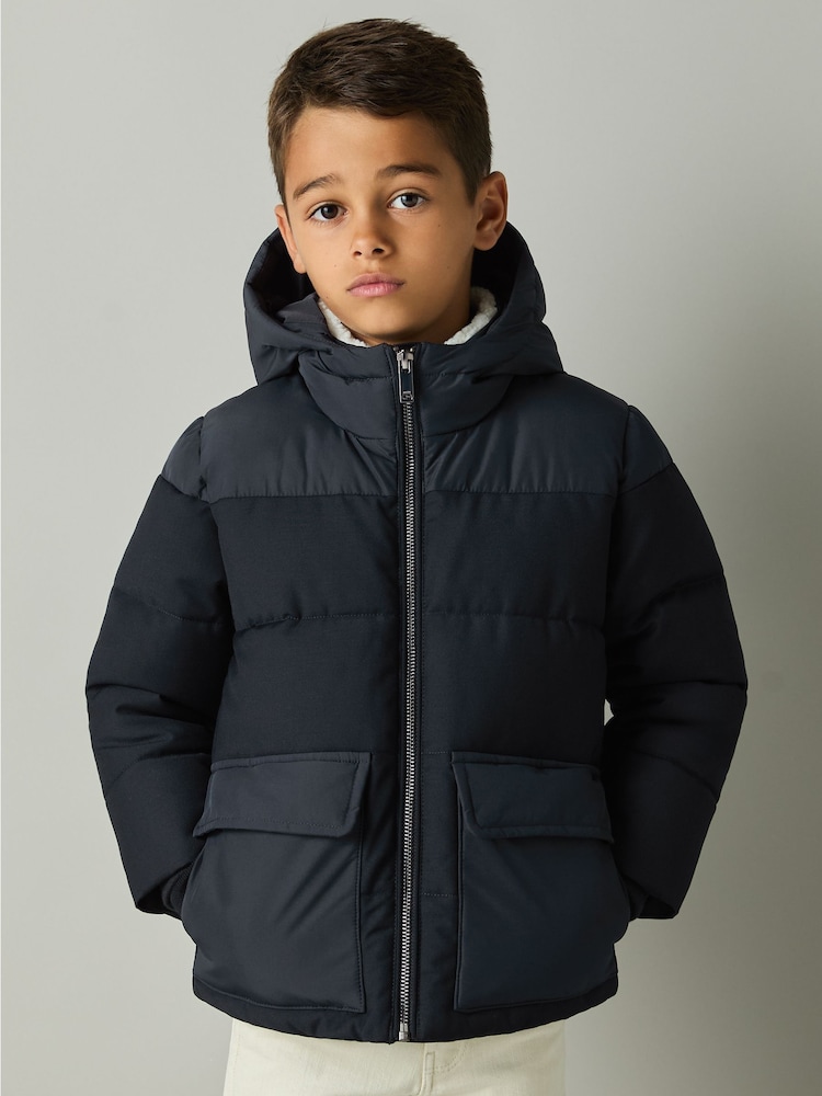 Reiss Rigel Hooded Twill and Shell Puffer Jacket - Imagen 1 de 4 Reiss Rigel Hooded Twill and Shell Puffer Jacket - Imagen 1 de 4