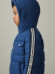Reiss Airforce Blue Walters 9-13 yrs Fleece-Collar Quilted-Shell Jacket - Image 1 of 4