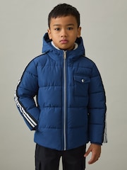 Reiss Airforce Blue Walters 9-13 yrs Fleece-Collar Quilted-Shell Jacket - Image 3 of 4