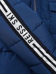 Reiss Airforce Blue Walters 9-13 yrs Fleece-Collar Quilted-Shell Jacket - Image 4 of 4