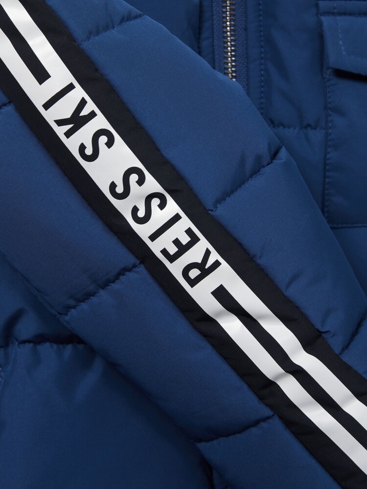 Reiss Airforce Blue Walters 9-13 yrs Fleece-Collar Quilted-Shell Jacket - Image 4 of 4