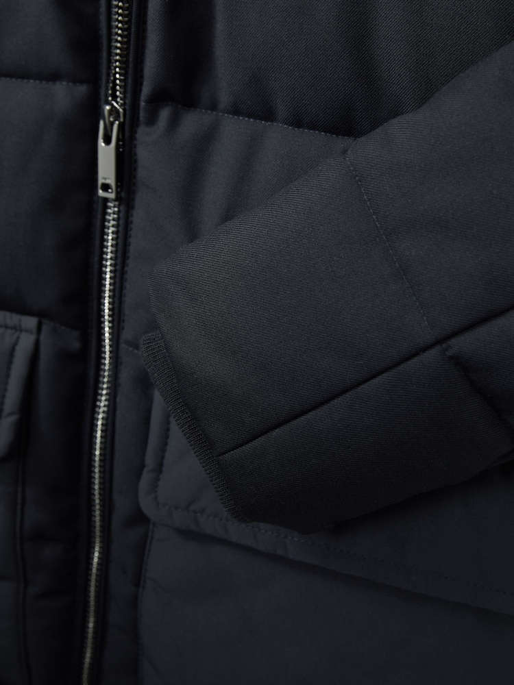 Reiss Navy Rigel 3-9 yrs Hooded Twill and Shell Puffer Jacket - Image 4 of 4