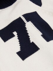 Reiss Off White/Navy Huston Knitted Varsity Cardigan - Image 5 of 5