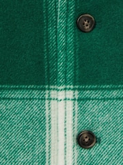Reiss Green/Off White Mcfadden Wool-Blend Checked-Twill Overshirt - Image 4 of 4