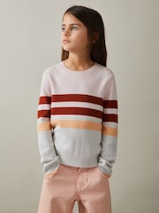 Reiss Pink Audrey 4-9 yrs Wool Blend Striped Crew Neck Jumper - Image 3 of 4