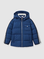 Reiss Airforce Blue Walters 3-9 yrs Fleece-Collar Quilted-Shell Jacket - Image 2 of 4