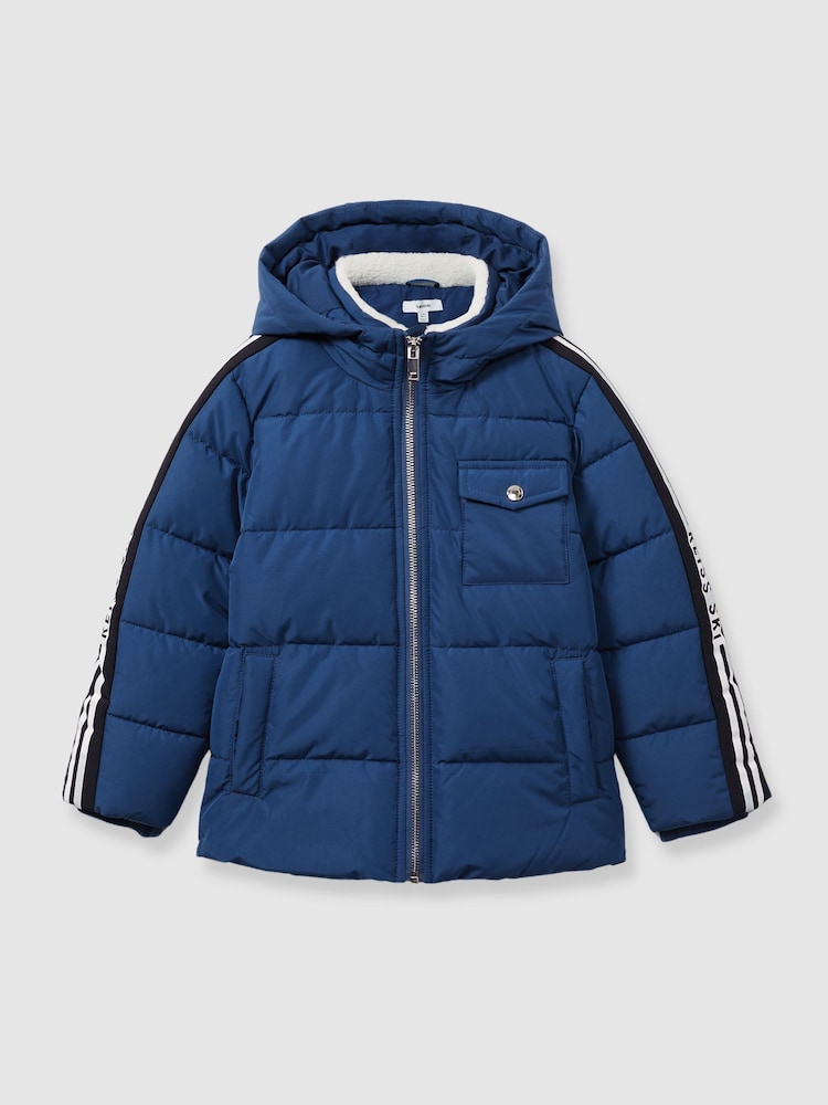 Reiss Airforce Blue Walters 3-9 yrs Fleece-Collar Quilted-Shell Jacket - Image 2 of 4