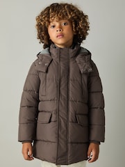 Reiss Chocolate Brown Carston 3-9 yrs Patch-Pocket Quilted Puffer Jacket - Image 3 of 4