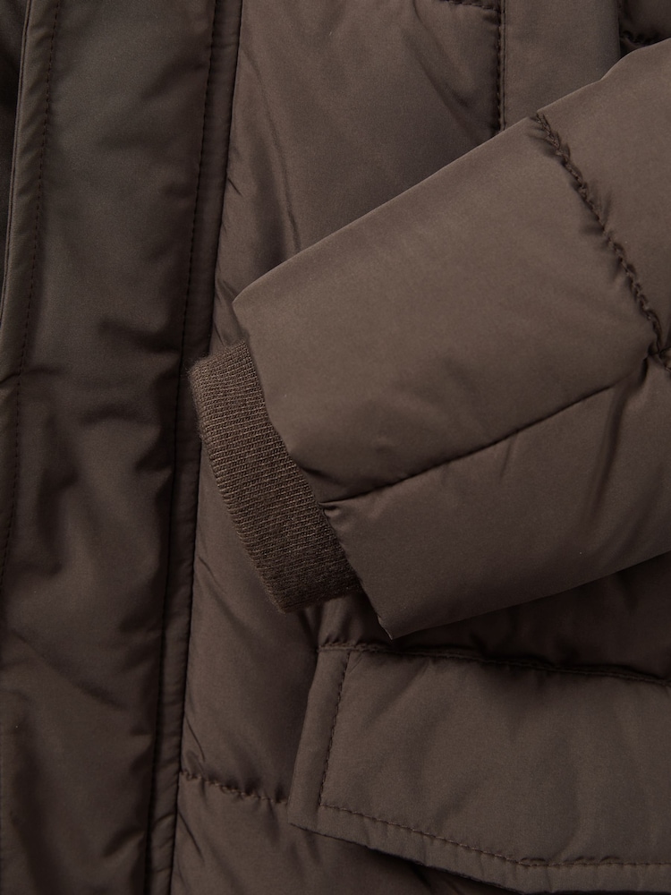 Reiss Chocolate Brown Carston 3-9 yrs Patch-Pocket Quilted Puffer Jacket - Image 4 of 4