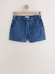 Dark Blue Polka Dot Pull-On Utility Denim Shorts - Image 3 of 7
