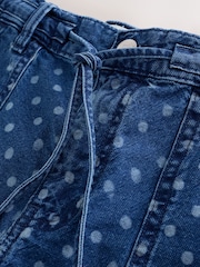 Dark Blue Polka Dot Pull-On Utility Denim Shorts - Image 4 of 7