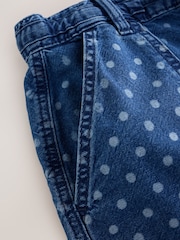 Dark Blue Polka Dot Pull-On Utility Denim Shorts - Image 5 of 7