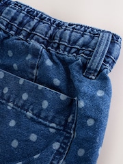 Dark Blue Polka Dot Pull-On Utility Denim Shorts - Image 6 of 7