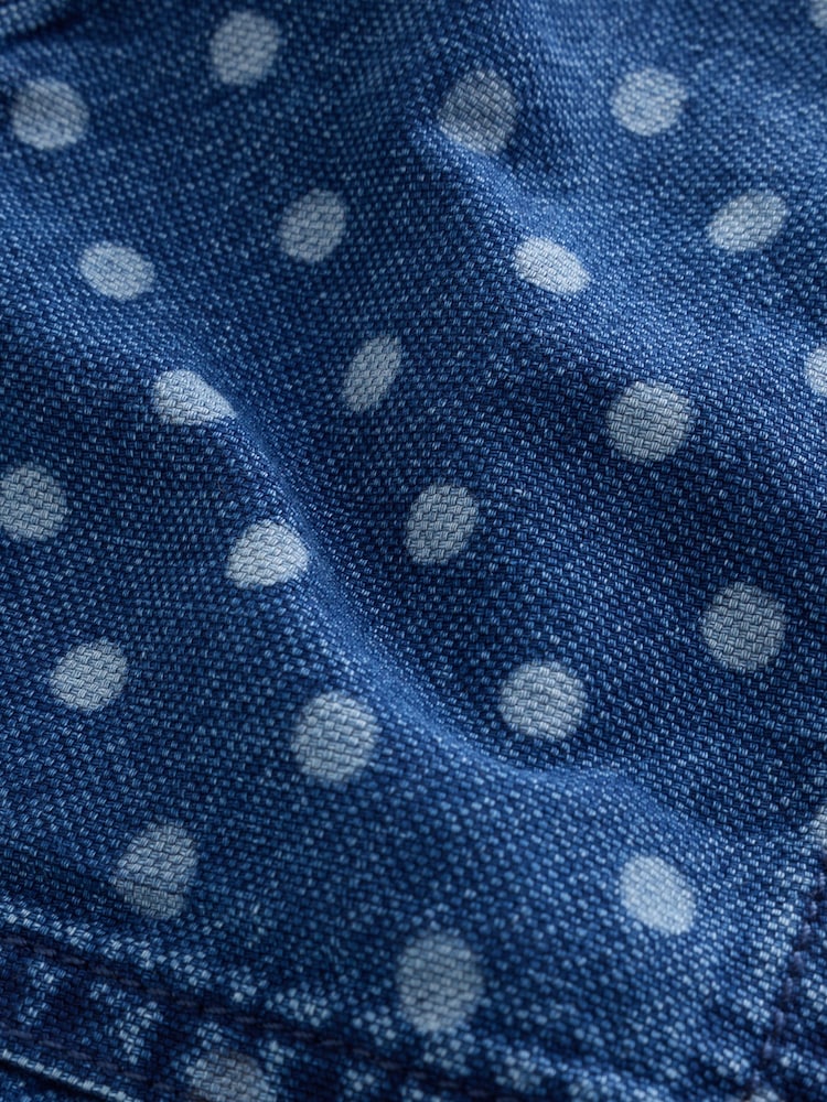 Dark Blue Polka Dot Pull-On Utility Denim Shorts - Image 7 of 7 Dark Blue Polka Dot Pull-On Utility Denim Shorts - Image 7 of 7