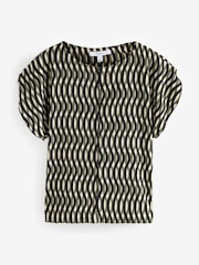 Green Geo Print Flutter Sleeve Textured Smart Top - Image 5 of 7