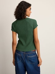 Green Raglan Short Sleeve Textured Top - Image 3 of 7