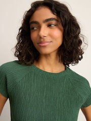 Green Raglan Short Sleeve Textured Top - Image 4 of 7