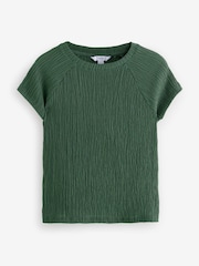 Green Raglan Short Sleeve Textured Top - Image 5 of 7