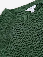 Green Raglan Short Sleeve Textured Top - Image 6 of 7
