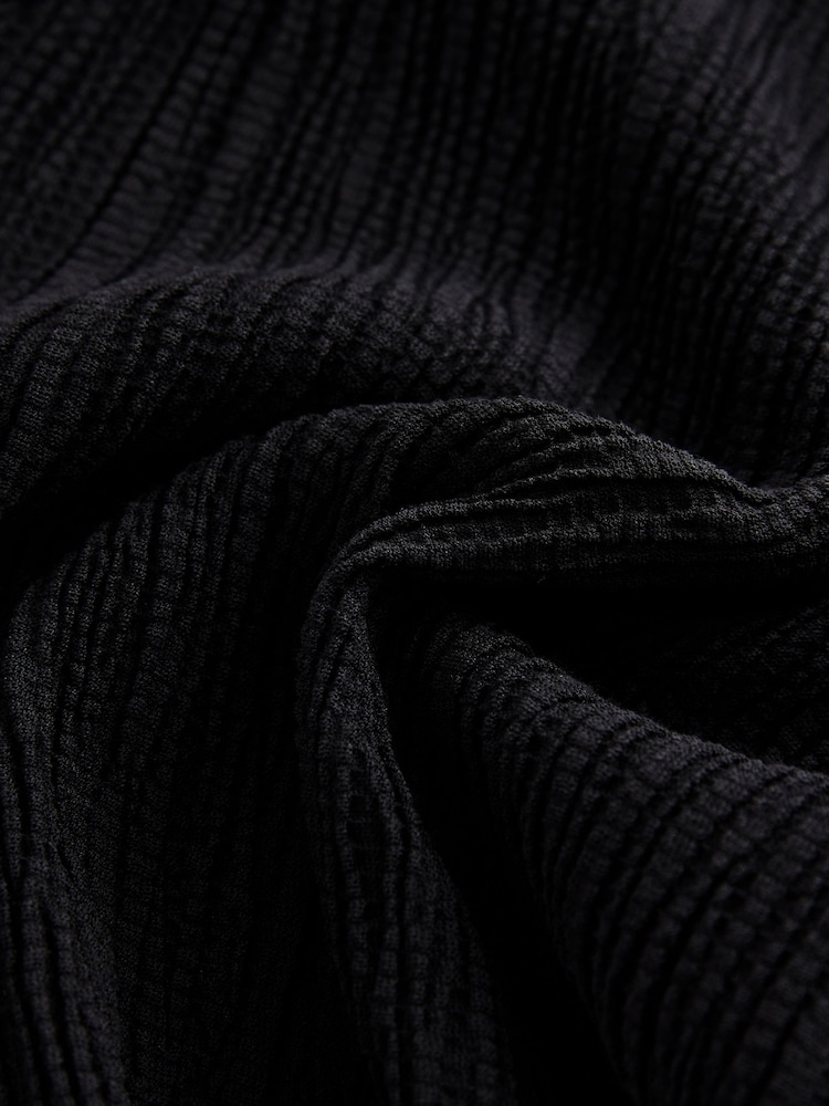 Black Raglan Short Sleeve Textured Top - Image 6 of 6