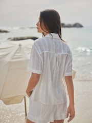 White Broderie Short Sleeve Holiday Shirt - Image 2 of 7